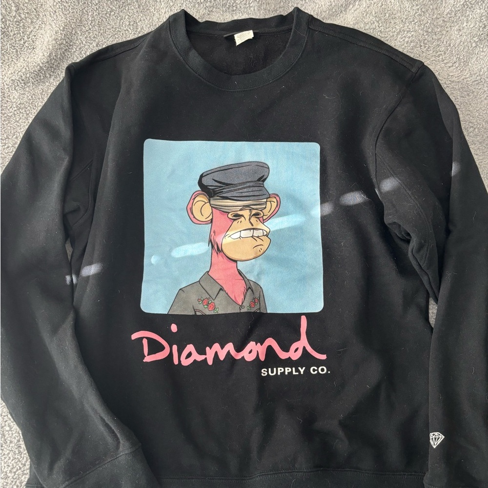 Diamond Supply Co. Black Sweater with Pink Logo and Graphic